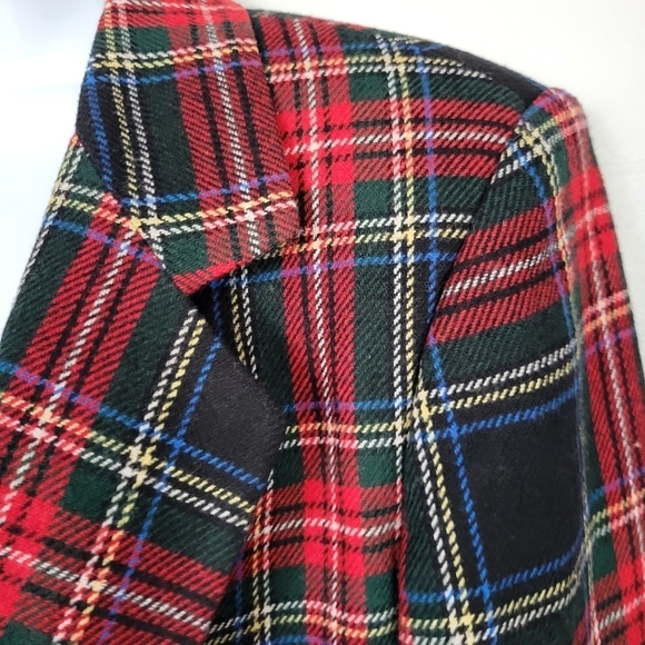 Prophecy Vintage Women's 14 Black Red Plaid Blazer 40% Wool Blend Yellow Blue - Picture 4 of 8
